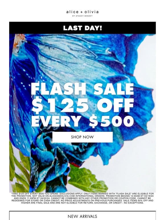 $125 OFF EVERY $500 ENDS TONIGHT