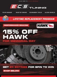 15% off Hawk Braking for Memorial Day!
