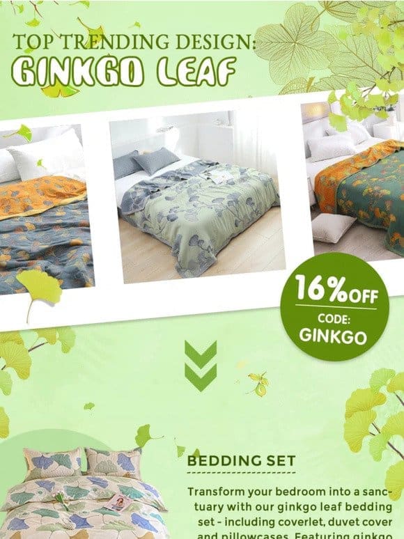 16% OFF! ? Top Trending Ginkgo Leaf Patterns on Our Site ?