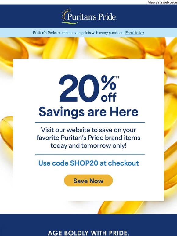 20% OFF All Puritan’s Products
