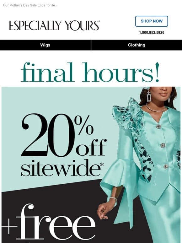 20% OFF + FREE Shipping – Time’s Up!