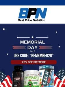 20% OFF Top Selling Supplements， Huge Memorial Day Sale