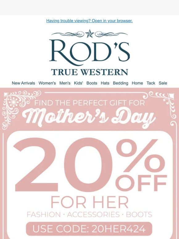 20% OFF for Mom: Fashion， Boots & Accessories She’ll Love (Just in Time for Mother’s Day!)