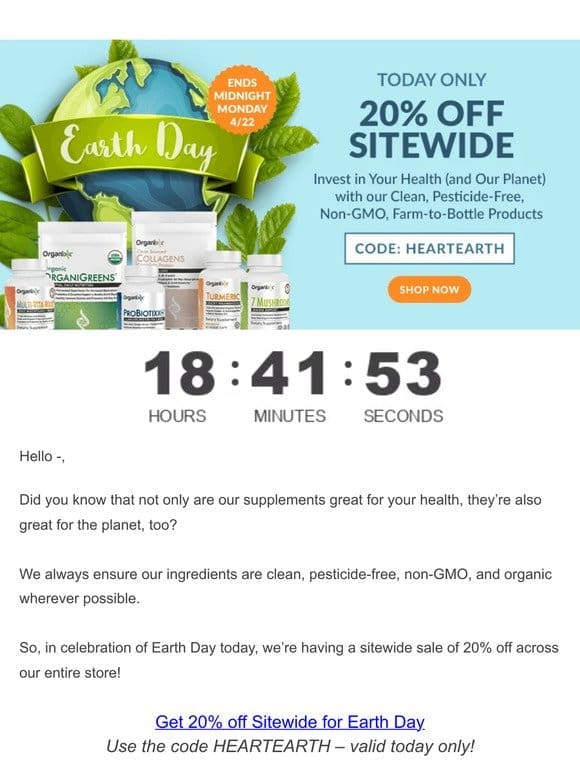 20% OFF – EARTH DAY