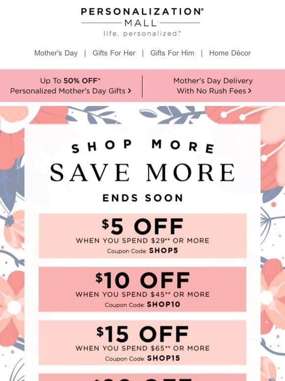 $20 Off Coupon For Mother’s Day Gifts & More Ends Soon