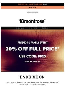 20% Off Full Price | Ends Soon.