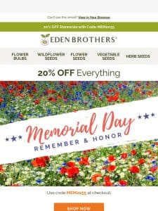 20% Off   Memorial Day Sale