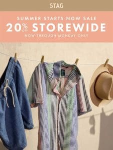 20% Off Storewide Through Monday