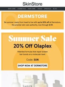 20% off Olaplex at Dermstore — Summer Sale has started