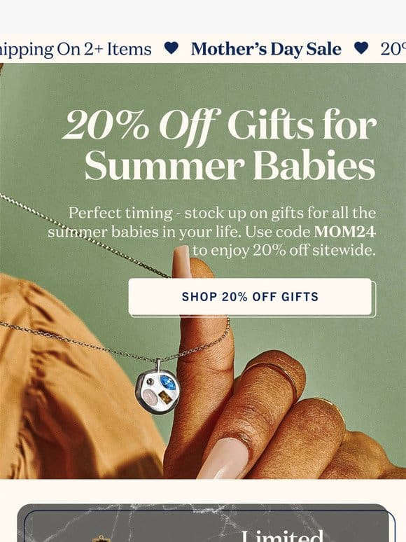 20% off gifts for summer babies ✨