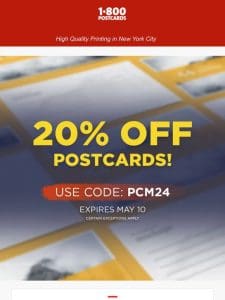 20% off postcards!
