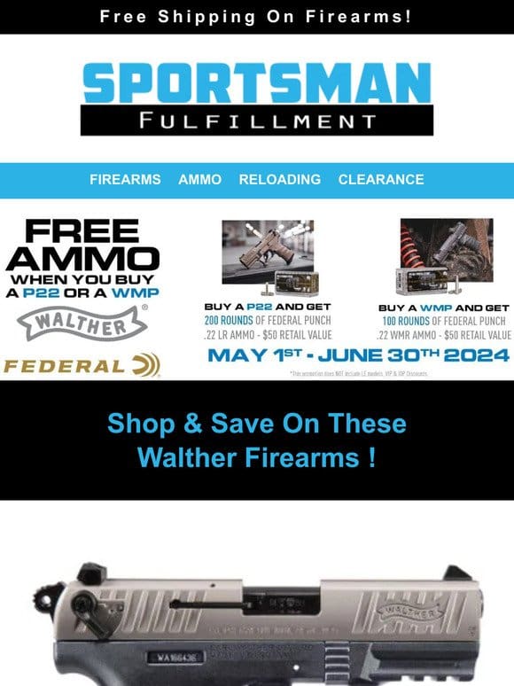 200 RDS .22LR FREE With Walther P22 Purchase!
