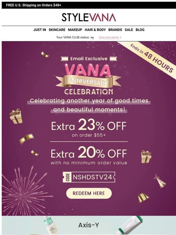23% Off Coupon is here! Let’s celebrate VANA ANNIVERSARY!