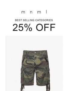 25% OFF Denim， Cargos， Shorts & more