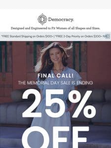 25% OFF MEMORIAL DAY DEALS!