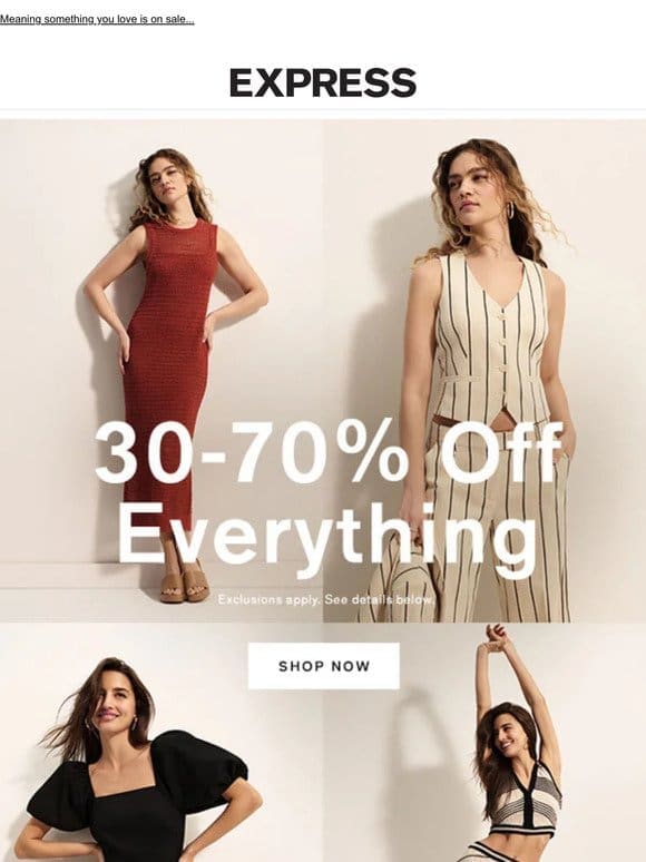 30-70% OFF SITEWIDE is going on now.