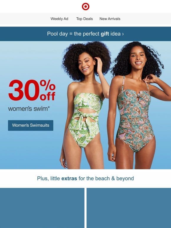 30% off women’s swim