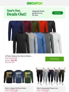 4-Pack Galaxy By Harvic Men’s Waffle-Knit Classic & Henley Thermal Shirts S-2XL and More