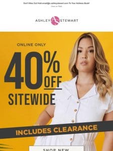 40% off sitewide and clearance starts now!