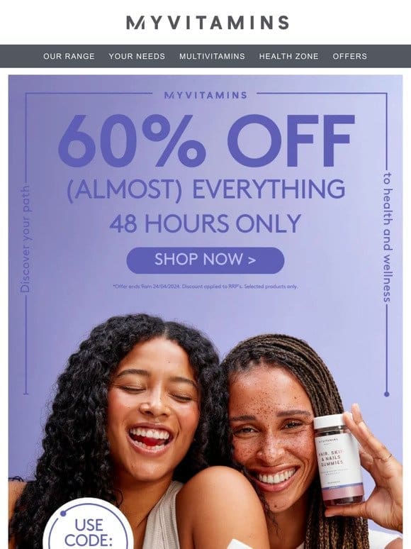 48 hours to shop 60% off ?