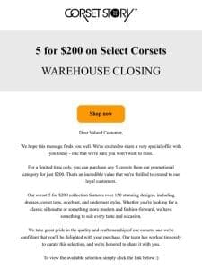 5 Corsets for $200 – Multibuy SALE