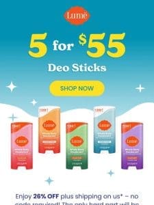 5 for $55 ? Save $19.95 on Deo Sticks!