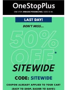50% off sitewide. Last day!