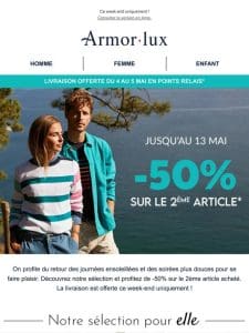 -50% sur le 2ème article et livraison offerte ! ?