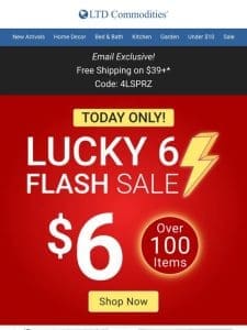 $6 Flash Sale is Back! TODAY ONLY!