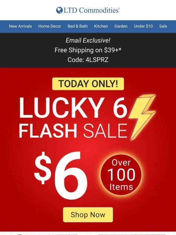 $6 Flash Sale is Back! TODAY ONLY!