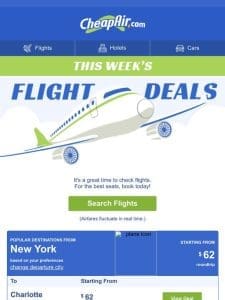$62 Roundtrip from New York