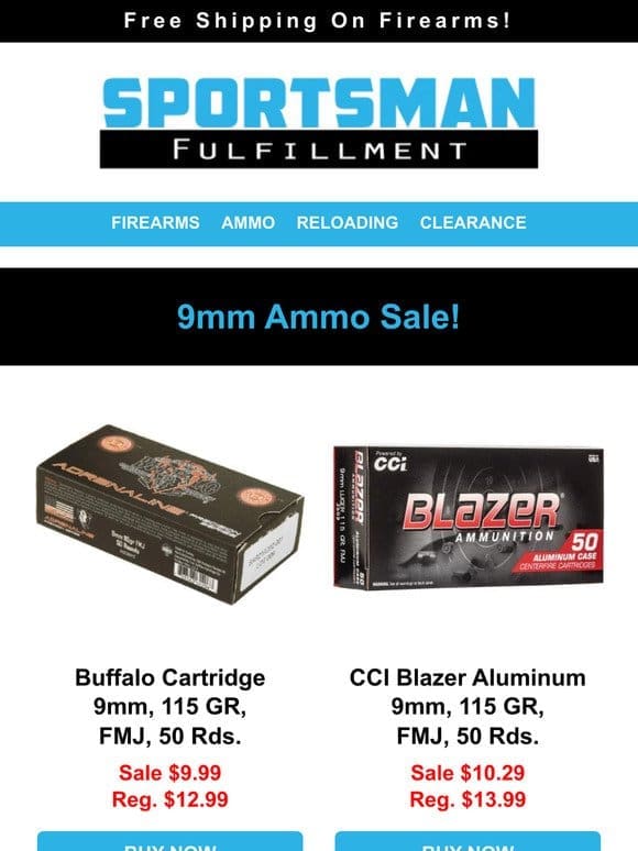 9mm Ammo Sale Starting At Less Than .20¢ Per Round!