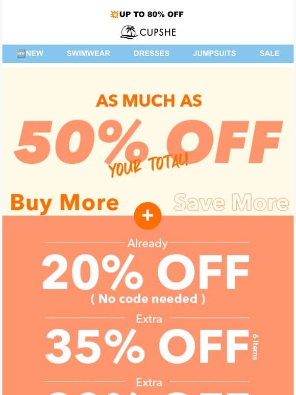 AS MUCH AS 50% OFF YOUR TOTAL!?