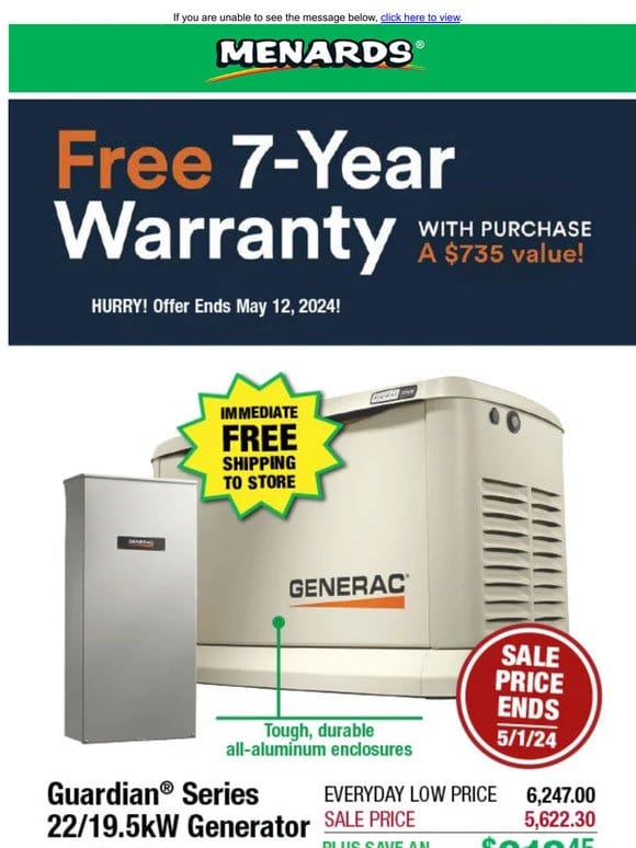 All Generac? Standby Generators On Sale PLUS 11% Rebate*!