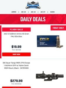 Ammo Flash Sale! | AAC 5.7 FMJ $19.99/Box Today Only! | PMC Bronze .223 55gr FMJ $8.99/Box