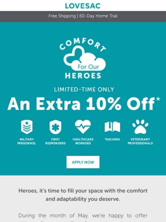 An EXTRA 10% Off for Community Heroes!