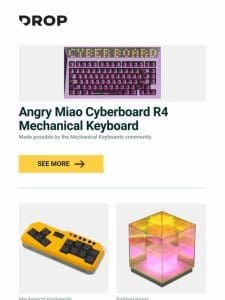 Angry Miao Cyberboard R4 Mechanical Keyboard， Megalodon Hitbox Leverless Mini Console Controller， Uncommon Carry Cube Lamp and more…