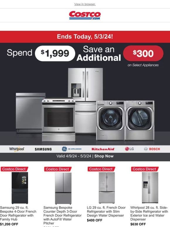 Appliance Spend and Save Event Ends TODAY!
