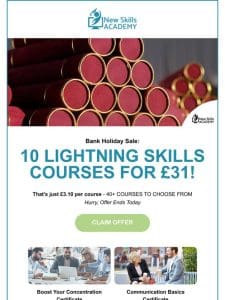 Bank Holiday Sale: 10 lightnight courses for just £31!