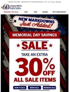 Big Savings Alert – Extra 30% Off Hundreds Of New Markdowns!