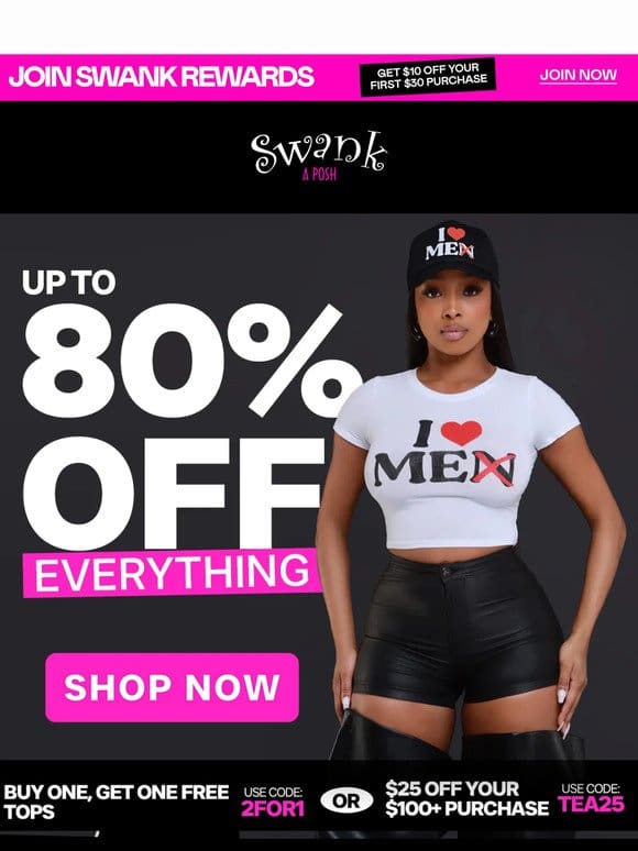 Boom! Up to 80% OFF EVERYTHING