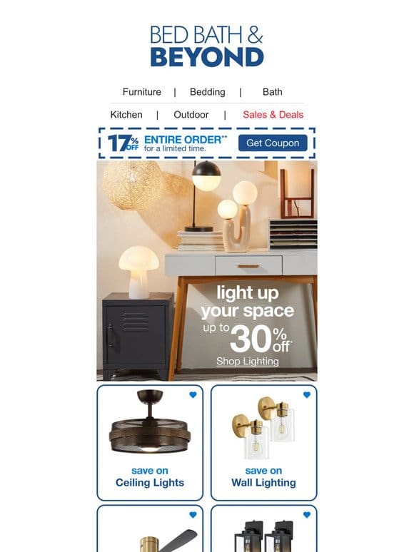 Brighten Any Room With up to 30% Off Lighting