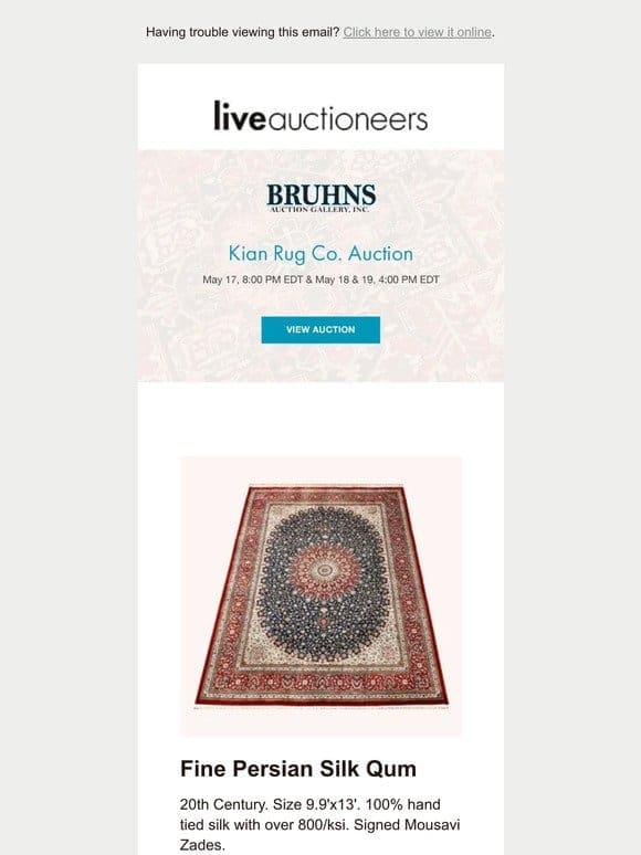 Bruhns Auction Gallery | Kian Rug Co. Auction