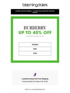 Burberry: Up to 40% off!