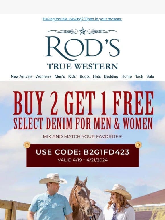 Buy 2 Get 1 FREE Jeans! (Men & Women)