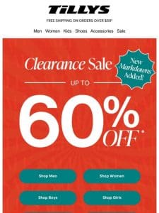 CLEARANCE SALE → up to 60% Off