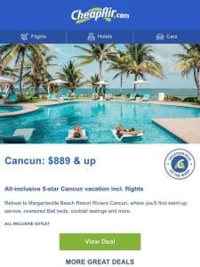 Cancun Awaits! Book an All-Inclusive Vacation with Flights from $889+