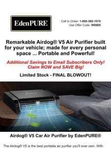 Car and Personal Air Purifier – Blowout Sale!