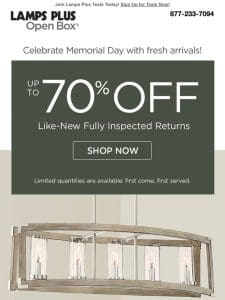 Celebrate Memorial Day Early! Up to 70% Off
