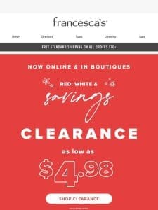 Clearance Blowout as LOW as $4.98